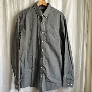 Eddie Bauer Button-Up Shirt Mens Gray  Large Tall Wrinkle Free Classic Fit Plaid